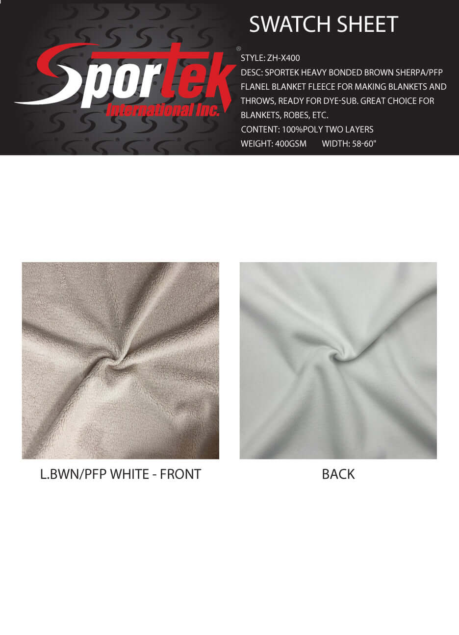 ZH - X400 Sportek Heavy Bonded Brown SHERPA/PFP - Sportek International Inc.