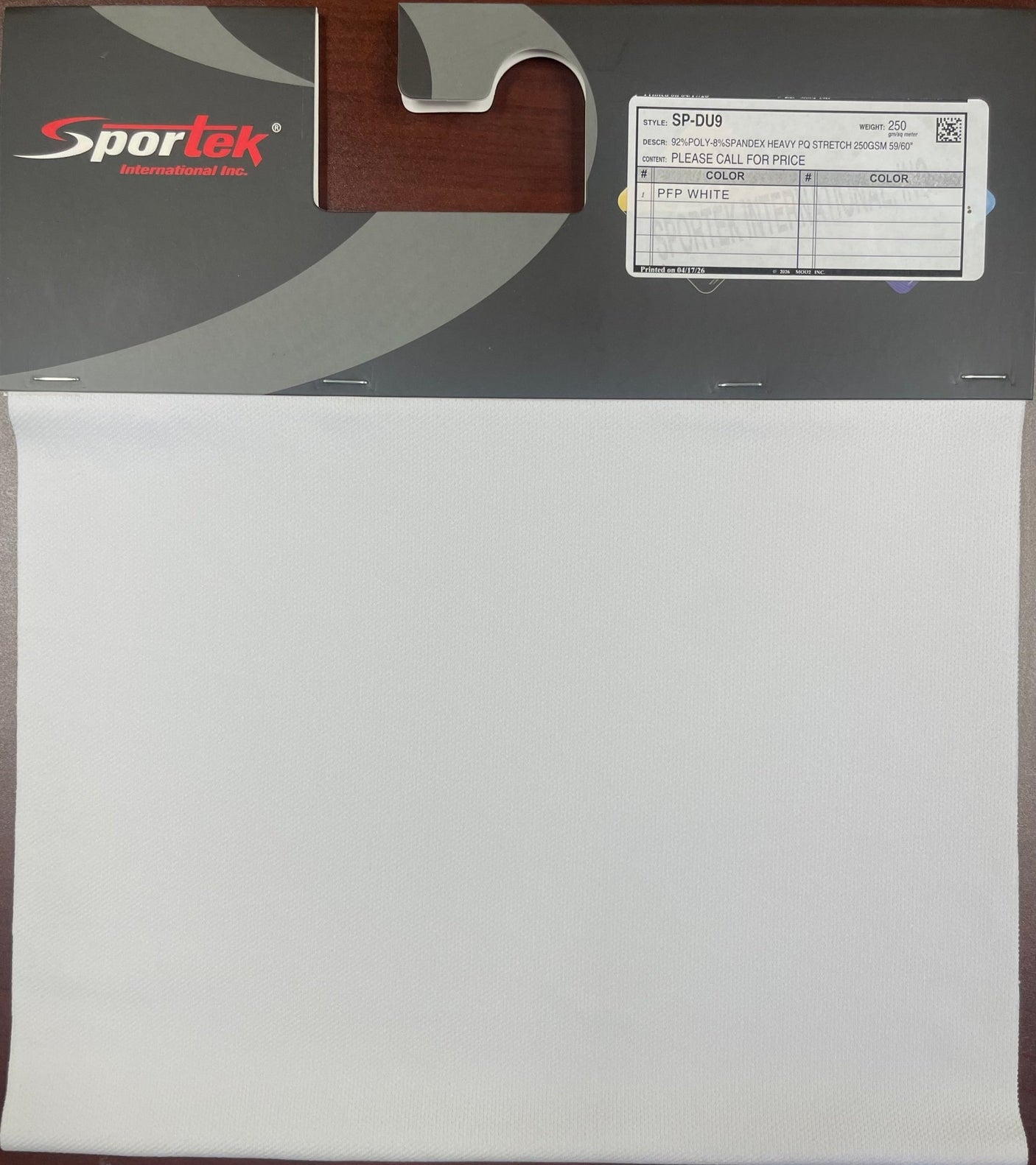 SP - DU9 250GSM Heavy PQ Stretch Fabric – 92% Polyester / 8% Spandex – 60" - Sportek International Inc.