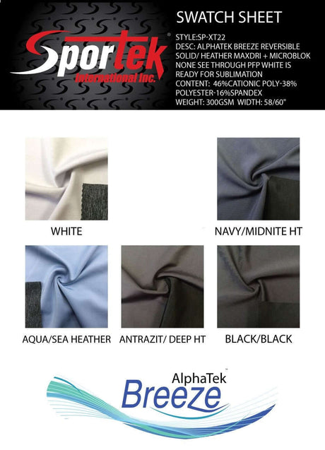 SP - XT22 | AlphaTek Breeze Reversible Solid/Heather MaxDri + MicroBlok - Sportek International Inc.