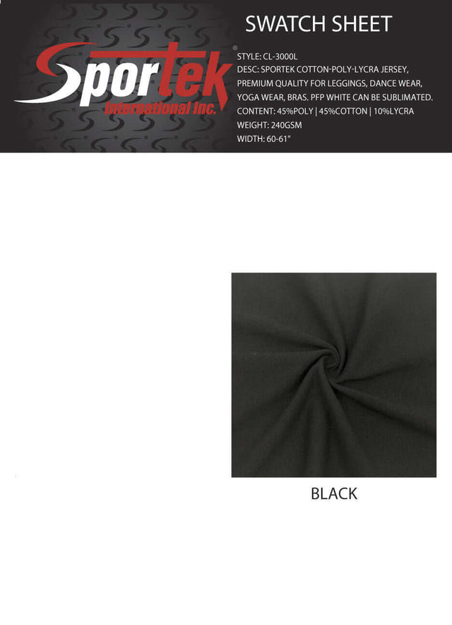 CL - 3000L Sportek Cotton - Poly - LYCRA® Jersey Premium Quality - Sportek International Inc.