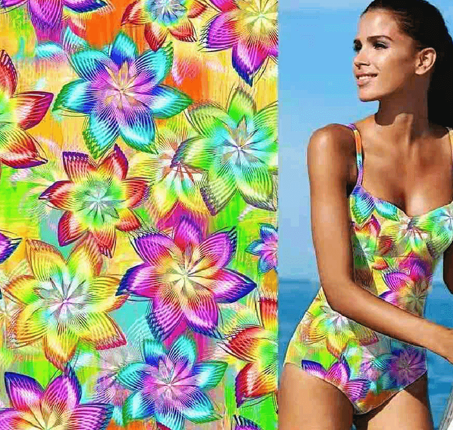 SP - NP90014 Rotatin Floral Printed Spandex - Sportek International Inc.