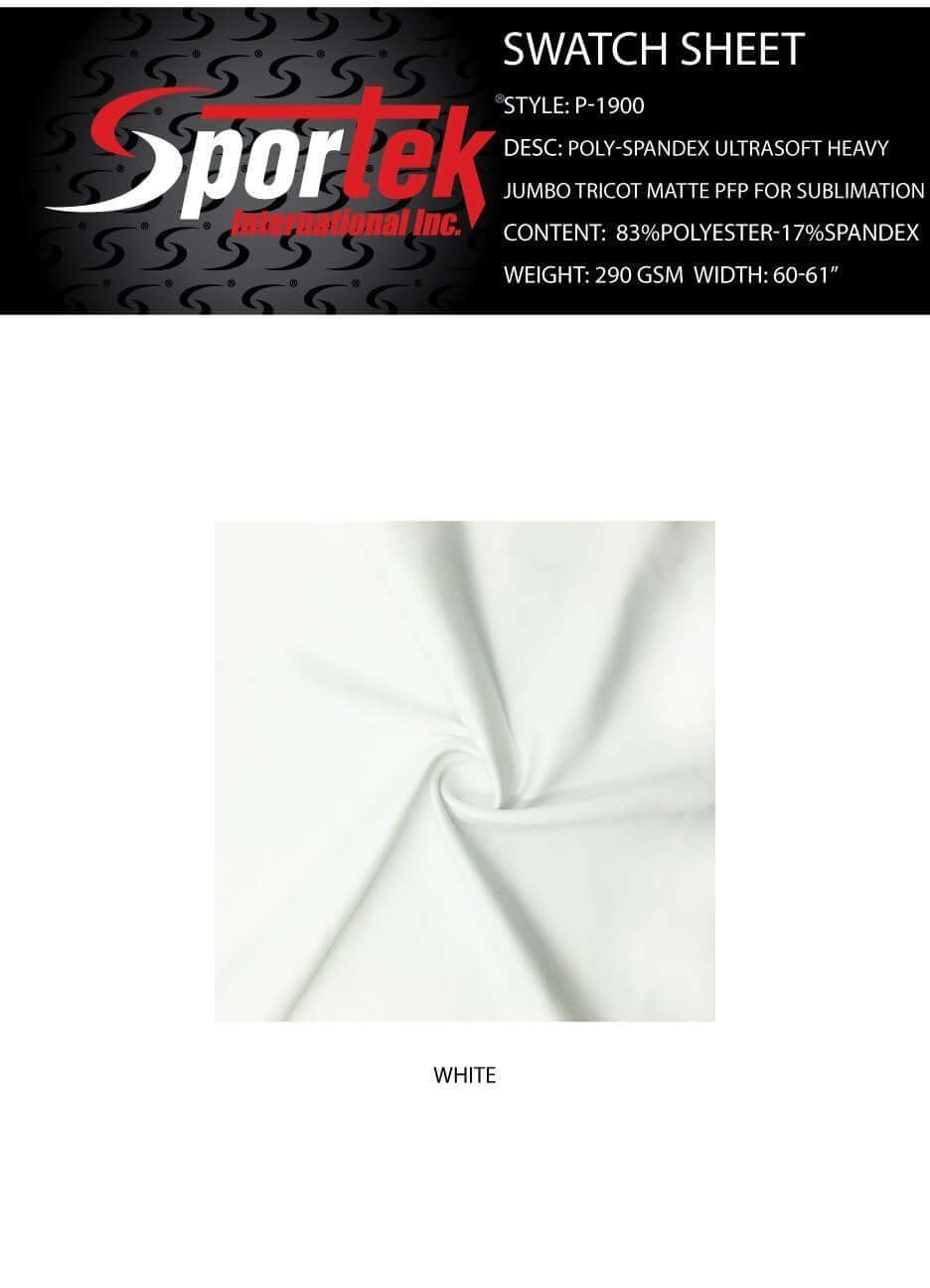 P - 1900 Poly - Spandex UltraSoft Heavy Jumbo Tricot Matte PFP For Sublimation - Sportek International Inc.