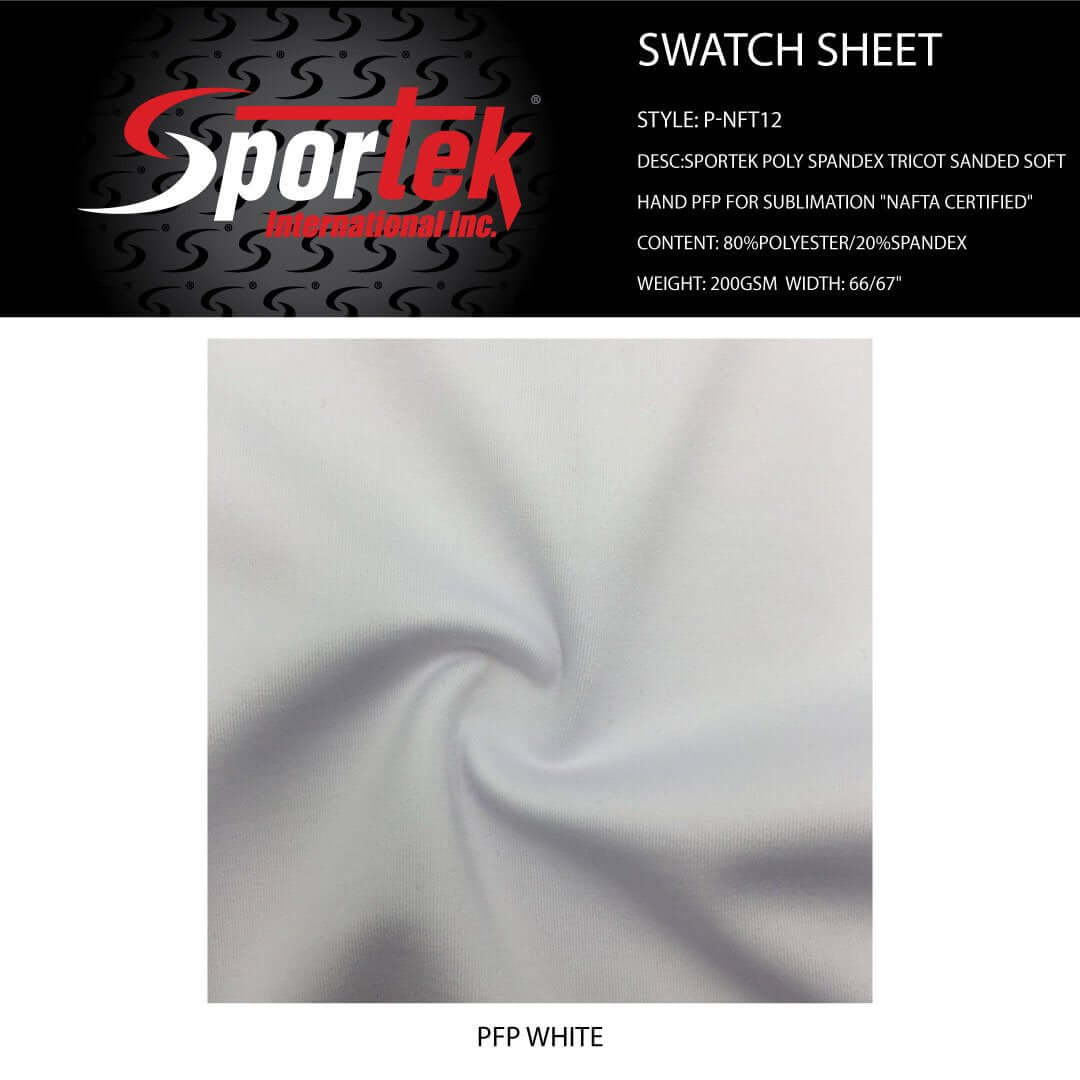P - NFT12 Sportek Poly Spandex Tricot Sanded Soft hand PFP for sublimation "Nafta Certified" - Sportek International Inc.