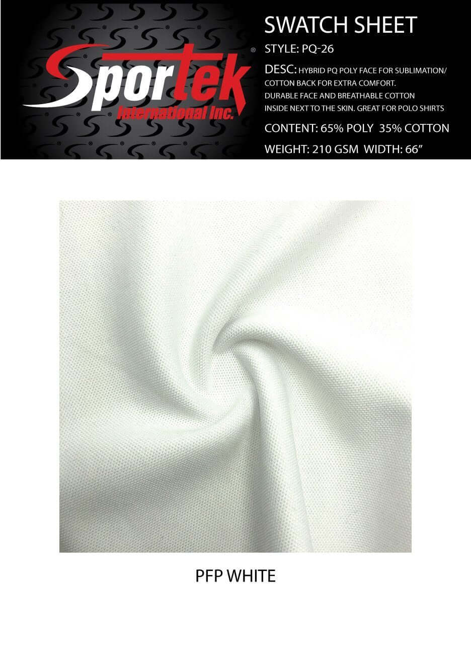 PQ - 26 Hybrid PQ Poly Face for sublimation/cotton Back for extra comfort - Sportek International Inc.
