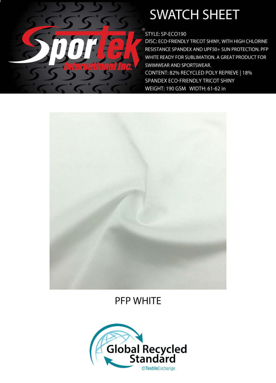SP - ECO190 Eco - Friendly Tricot Shiny, Recycled Poly Repreve - Sportek International Inc.