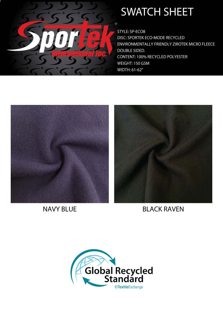 SP - ECO8 Sportek Eco - Mode Recycled Environmentally Friendly Zirotek Micro Fleece Double Sided - Sportek International Inc.