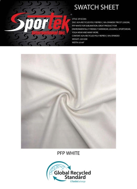 SP - ECO95 PFP White for sublimation. Environmentally friendly UV50+ - Sportek International Inc.