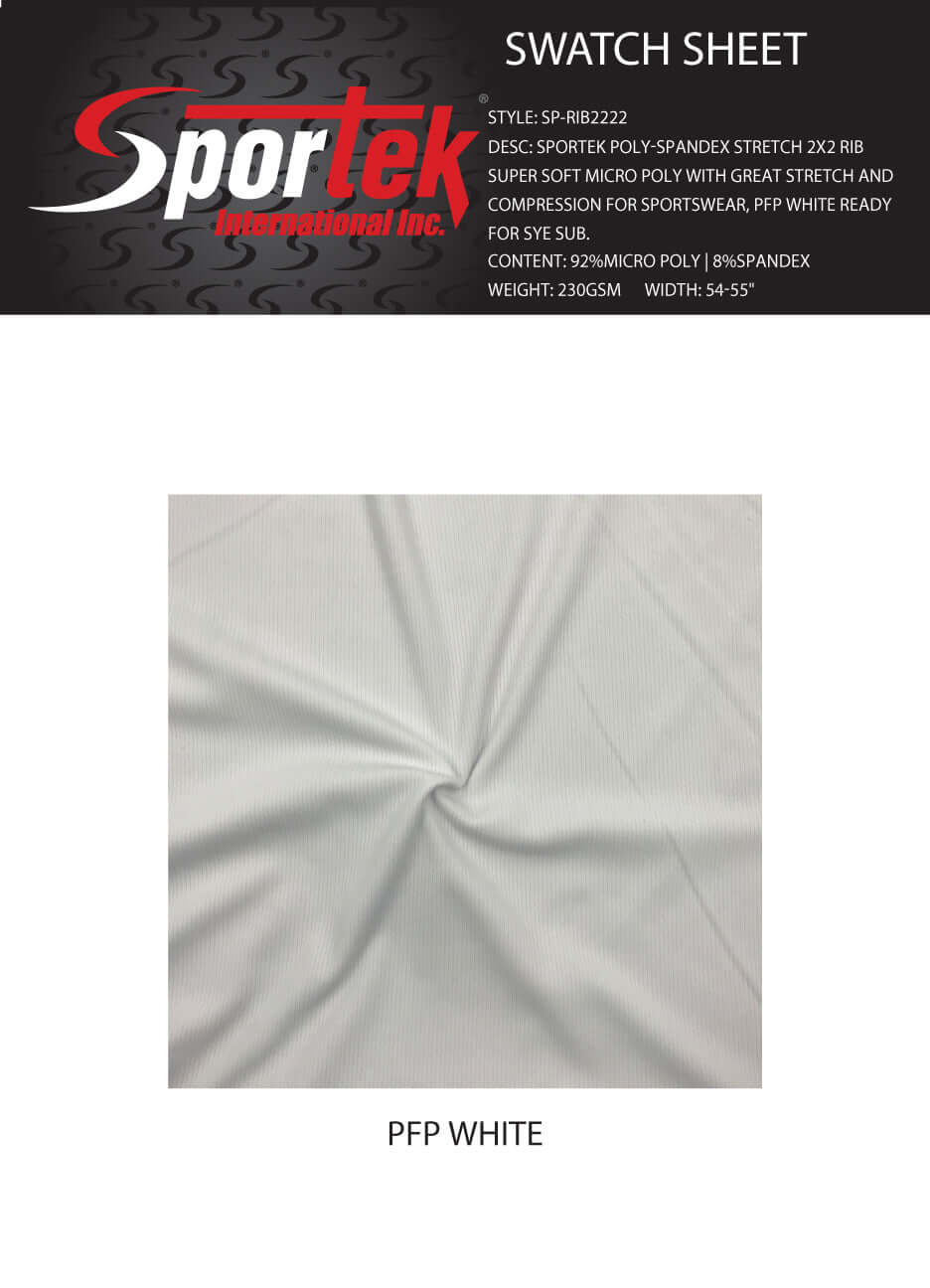 SP - RIB2222 Poly - Spandex Stretch 2x2 Rib Fabric - Sportek International Inc.