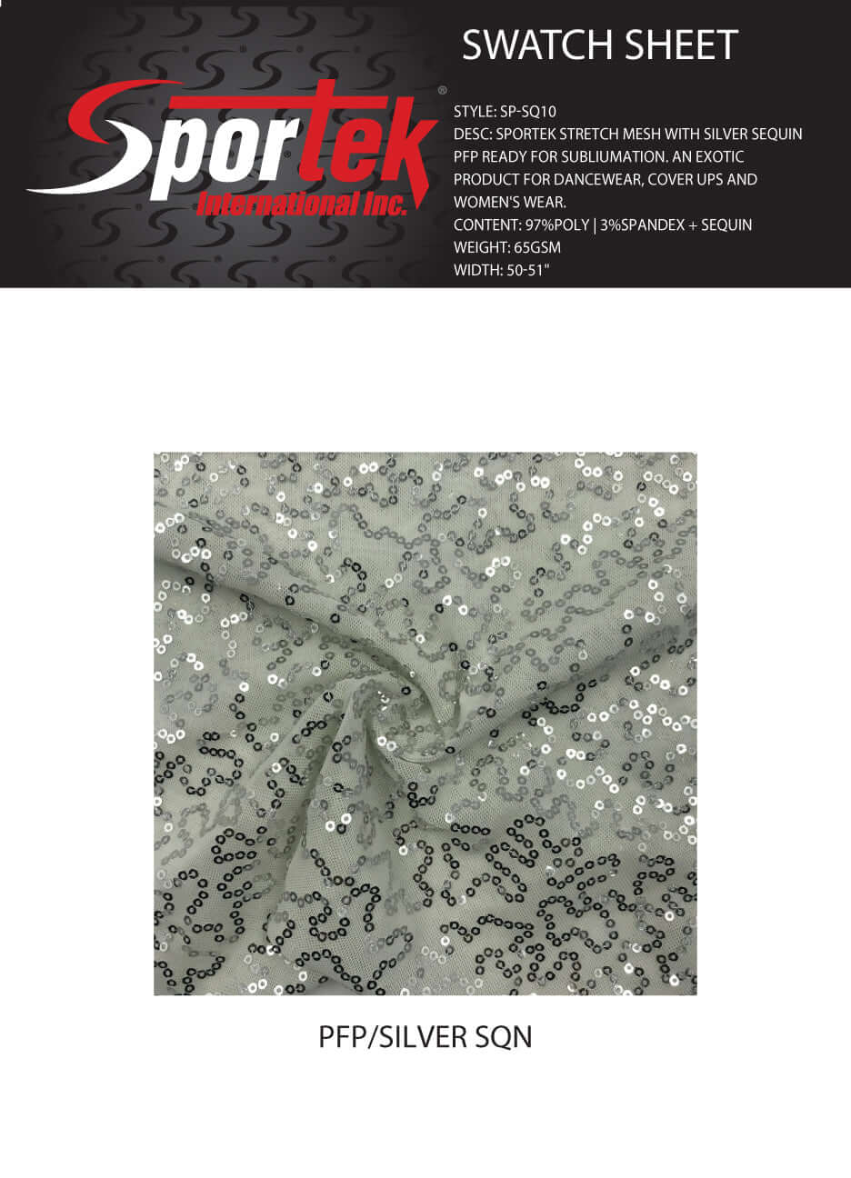 SP - SQ10 Sportek Stretch Mesh with Silver Sequin - Sportek International Inc.