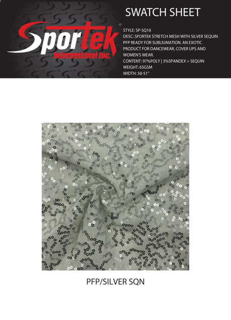 SP - SQ10 Sportek Stretch Mesh with Silver Sequin - Sportek International Inc.