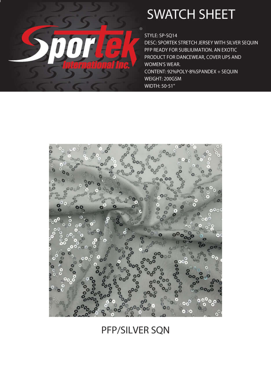 SP - SQ14 Sportek Stretch Jersey with Silver Sequin - Sportek International Inc.
