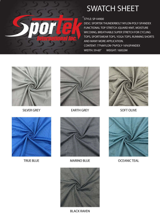 SP - V4900 Sportek ThunderBolt Nylon - Poly - Spandex Functional Top Stretch Jacquard Knit - Sportek International Inc.