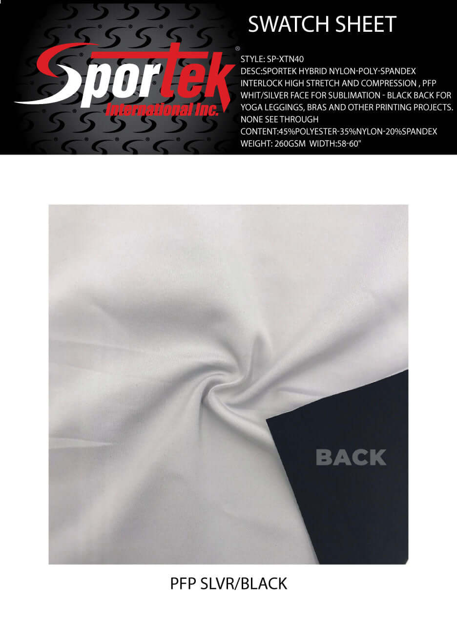 SP - XTN40 Sportek Hybrid Nylon - Poly - Spandex Interlock High stretch and Compression - Sportek International Inc.