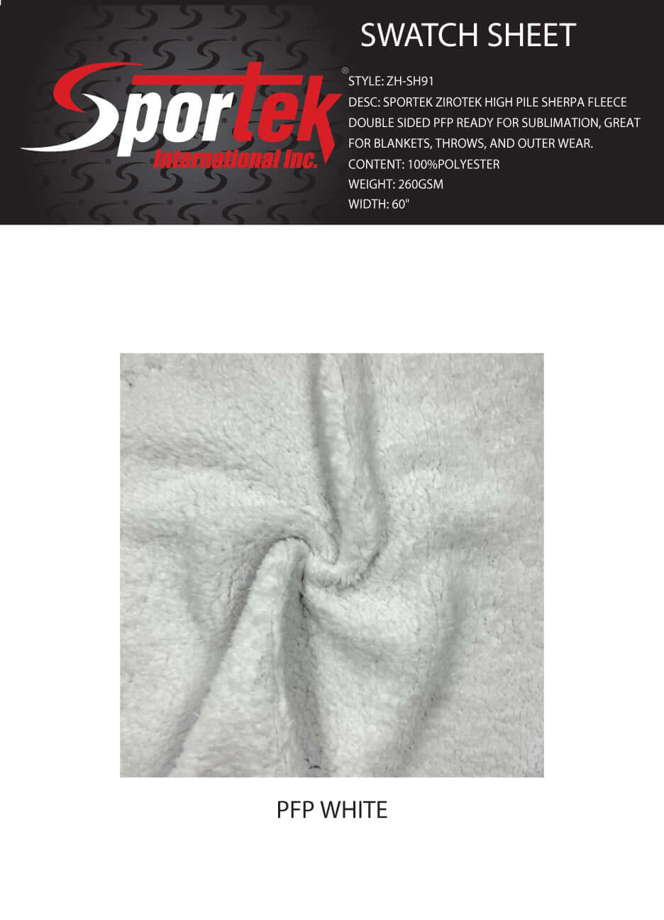 ZH - SH91 Sportek ZIROTEK High Pile Sherpa Fleece Double Sided - Sportek International Inc.
