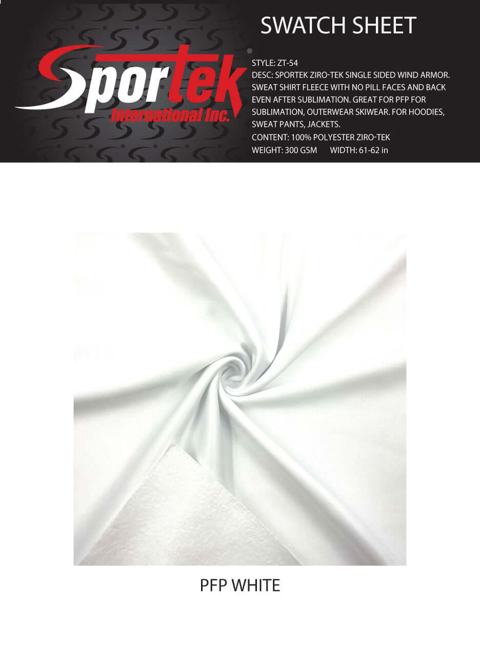 ZT - 54 Zirotek Single - Sided PQ Fleece with Sheen - Sportek International Inc.