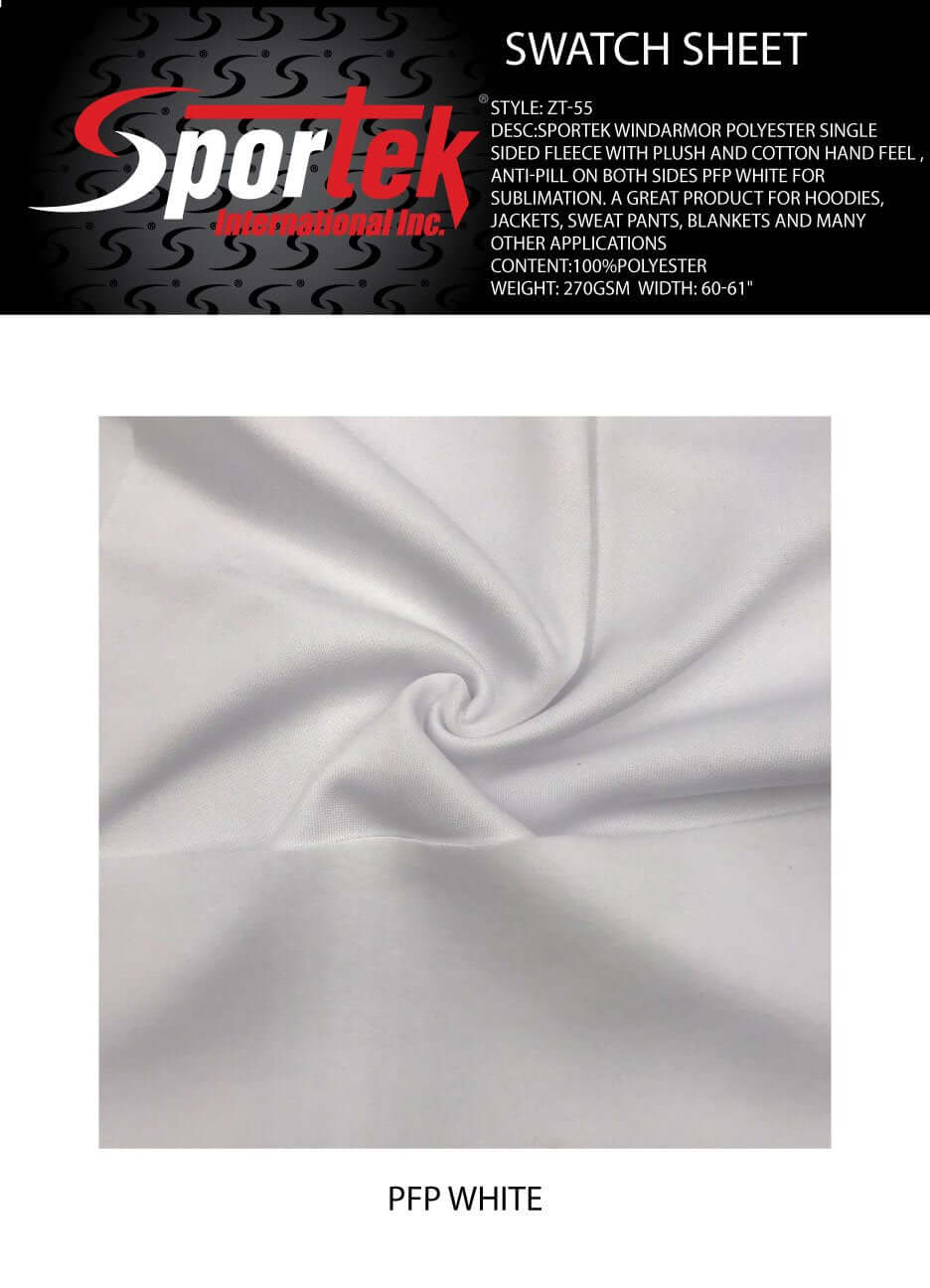 ZT - 55 Sportek WindArmor Polyester Single sided Fleece with Plush and Cotton Hand feel - Sportek International Inc.