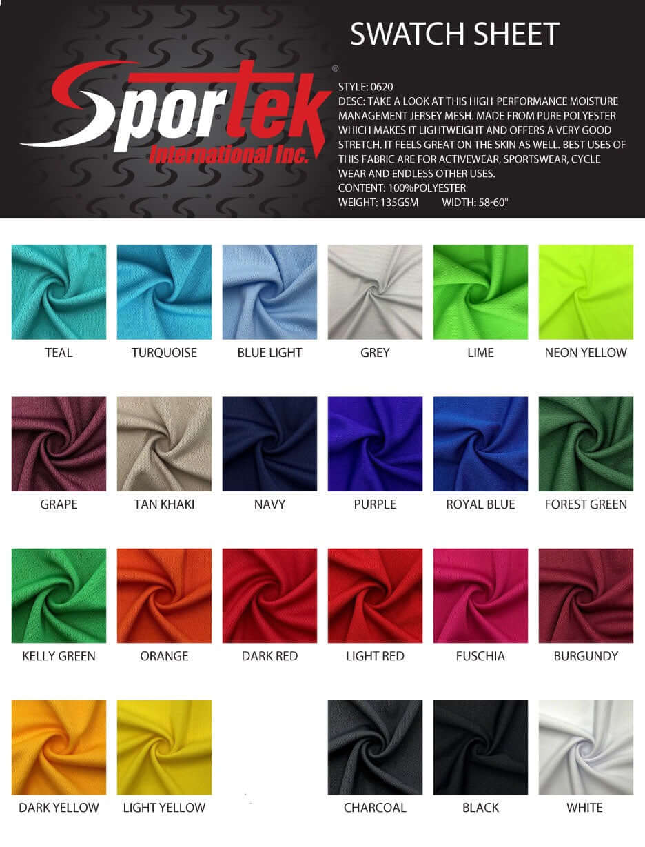0620 High - Performance Moisture management Jersey Mesh - Sportek International Inc.