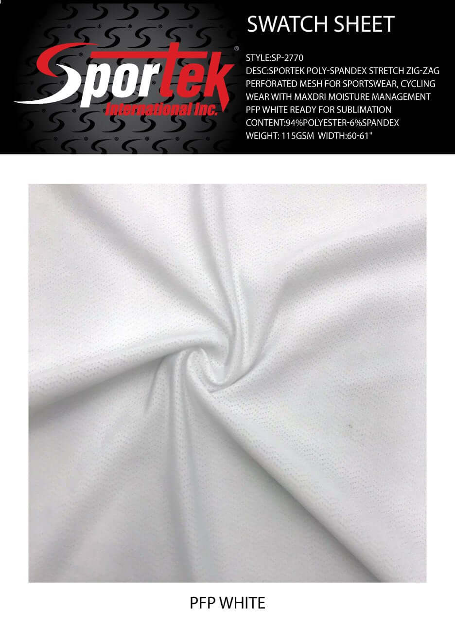 SP - 2770 Sportek Poly - Spandex stretch Zig - Zag perforated mesh for sportswear - Sportek International Inc.