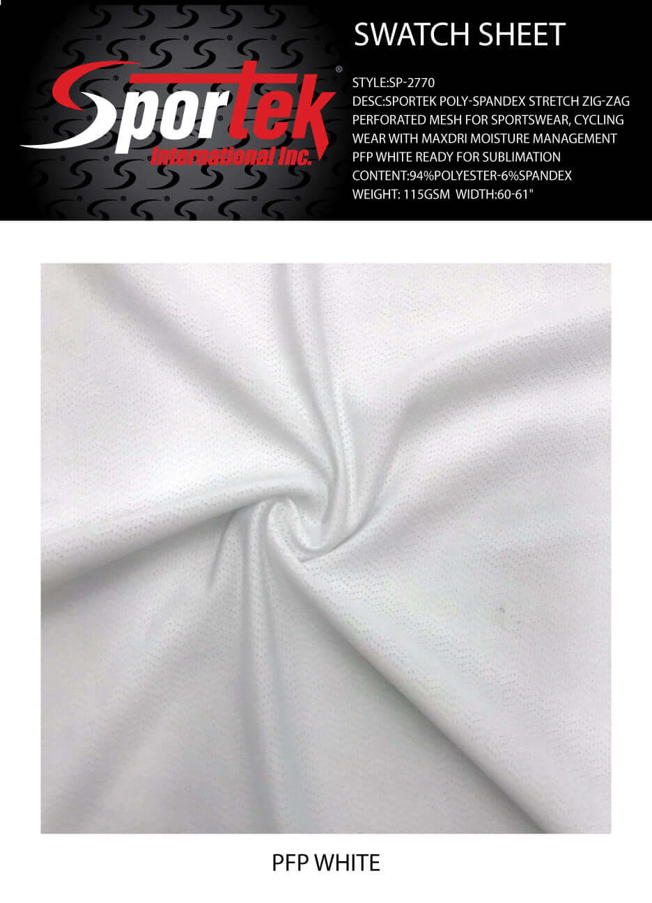 SP - 2770 Sportek Poly - Spandex stretch Zig - Zag perforated mesh for sportswear - Sportek International Inc.