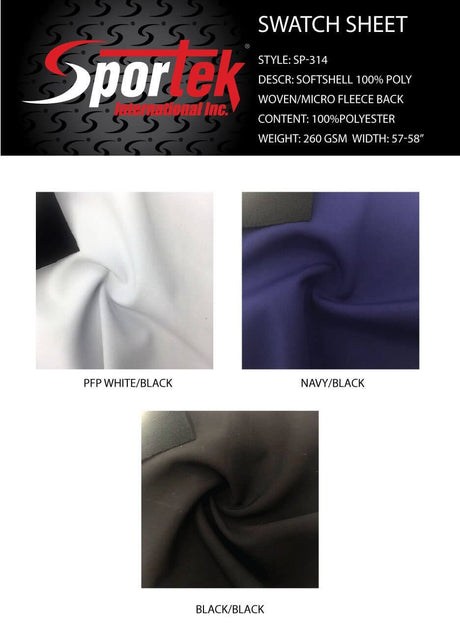 SP - 314 Sportek Brand softshell with poly weaved face - Sportek International Inc.