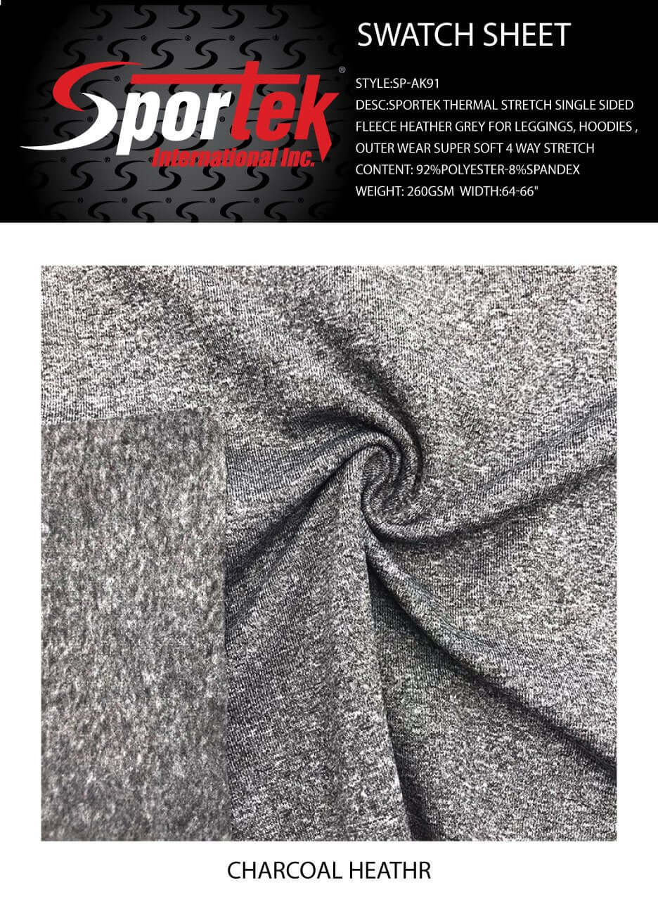 SP - AK91 Sportek Thermal Stretch Single sided fleece heather grey - Sportek International Inc.