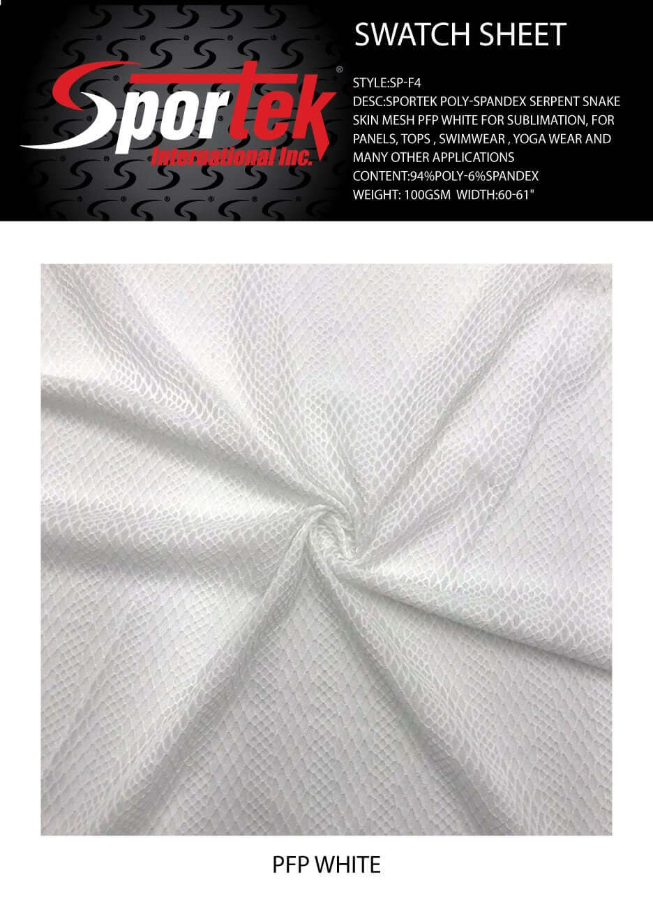 SP - F4 Sportek Poly - spandex serpent snake skin mesh PFP whiter for sublimation - Sportek International Inc.