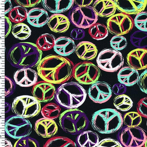 SP-NP2667 World Peace - Black Neon Multi Nylon Spandex Digitally Wet Print
