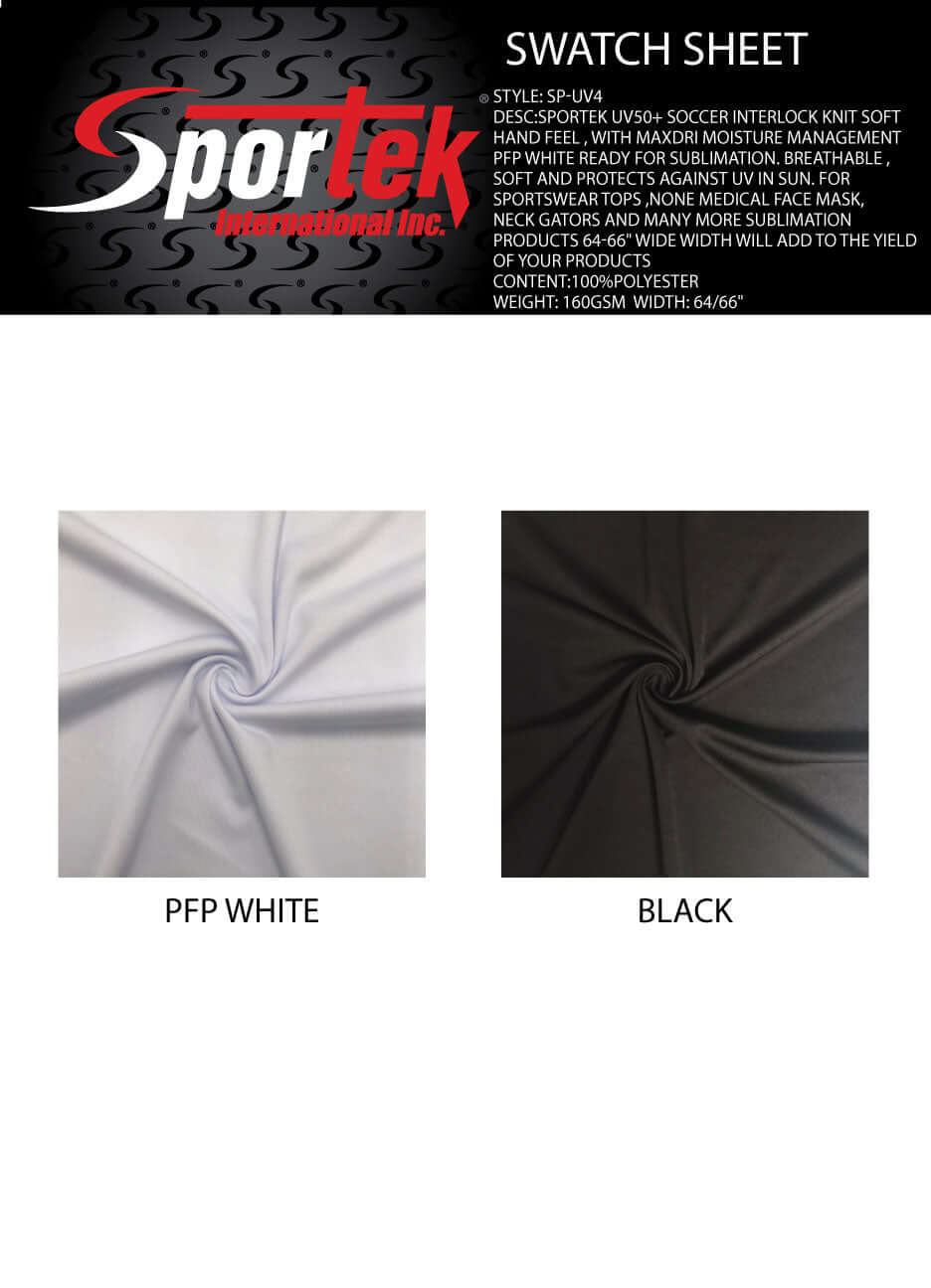 SP - UV4 Sportek UV50+ Soccer Interlock knit Soft Hand Feel - Sportek International Inc.