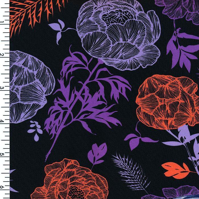 SP - NP2669 Lovely Night Garden - Black Blue Red| Nylon Spandex Digitally Wet Print - Sportek International Inc.