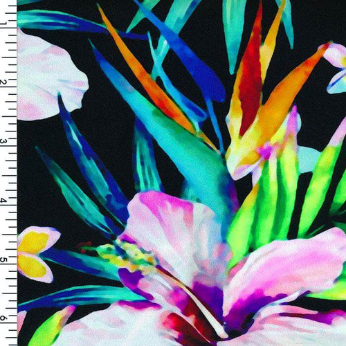 SP-NP2676 Tropical Joy - Black Green Blue Purple | Nylon Spandex Digitally Wet Print