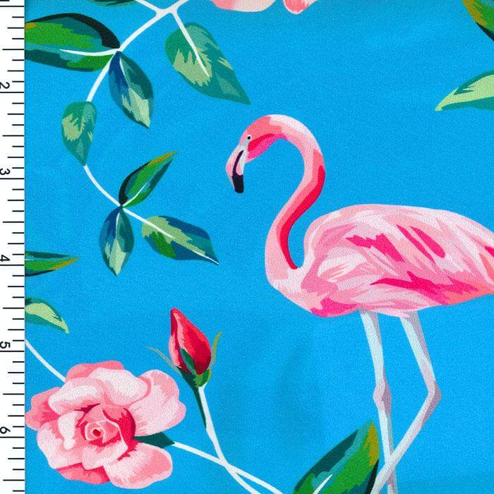 SP - NP2677 Flamingo & Rose - Blue Pink Green | Nylon Spandex Digitally Wet Print - Sportek International Inc.