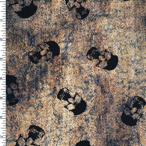 SP-NP2706 Denim Skull Nylon Spandex Digitally Wet Print