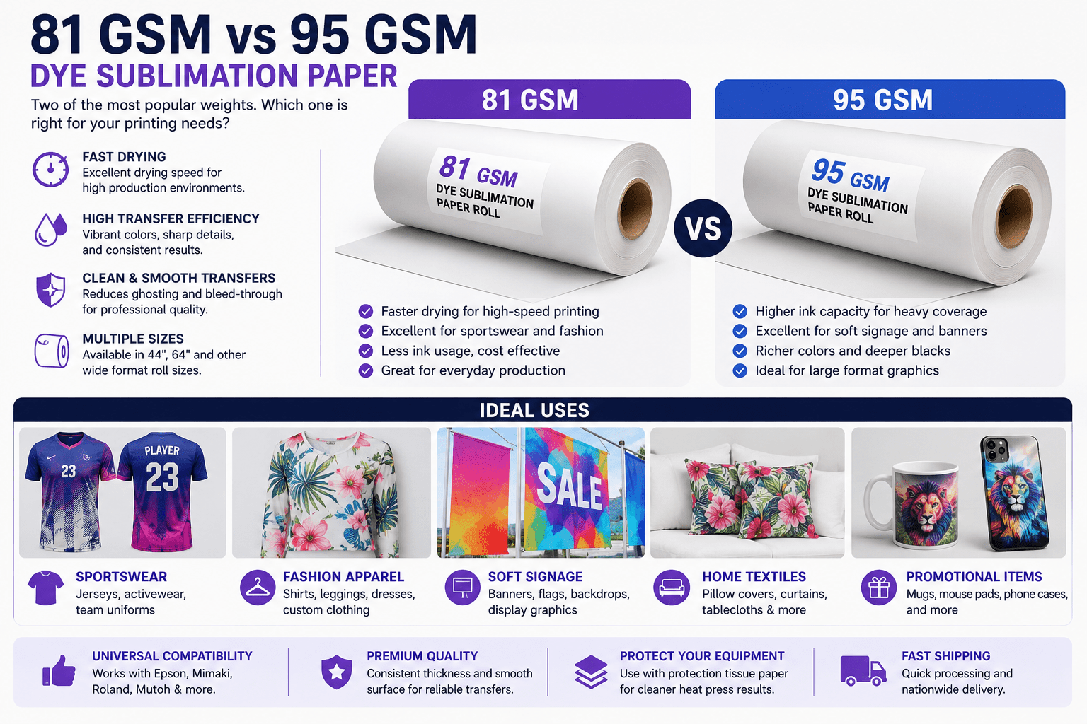81 GSM vs 95 GSM Dye Sublimation Paper: Which Should You Choose? - Sportek International Inc.