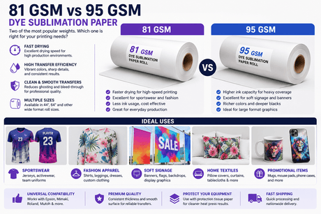 81 GSM vs 95 GSM Dye Sublimation Paper: Which Should You Choose? - Sportek International Inc.