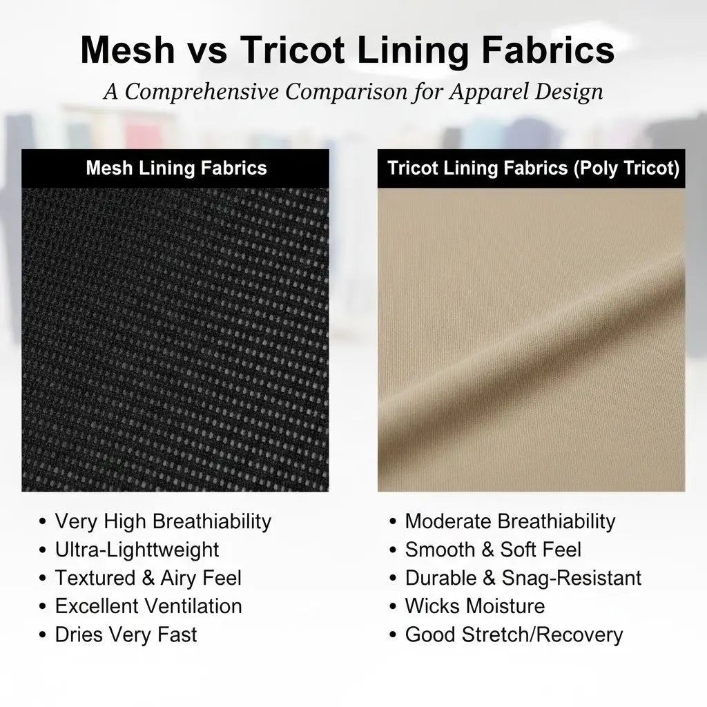 Mesh Lining vs Tricot Lining Fabrics: A Comprehensive Comparison for Apparel Design