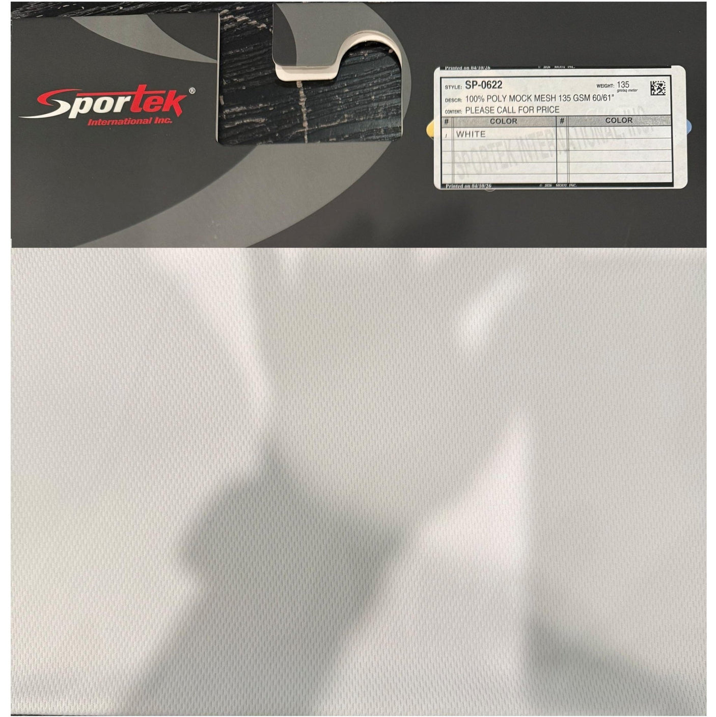 SP-0622 100% Polyester Mock Mesh Fabric – Lightweight 135 GSM, 60/61" Width - Spandex, Stretch MeshSportek International Inc.