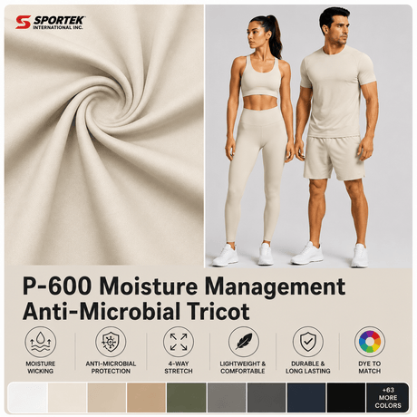 P - 600 Moisture Management Anti - Microbial Tricot - Spandex, Moisture Management SpandexSportek International Inc.