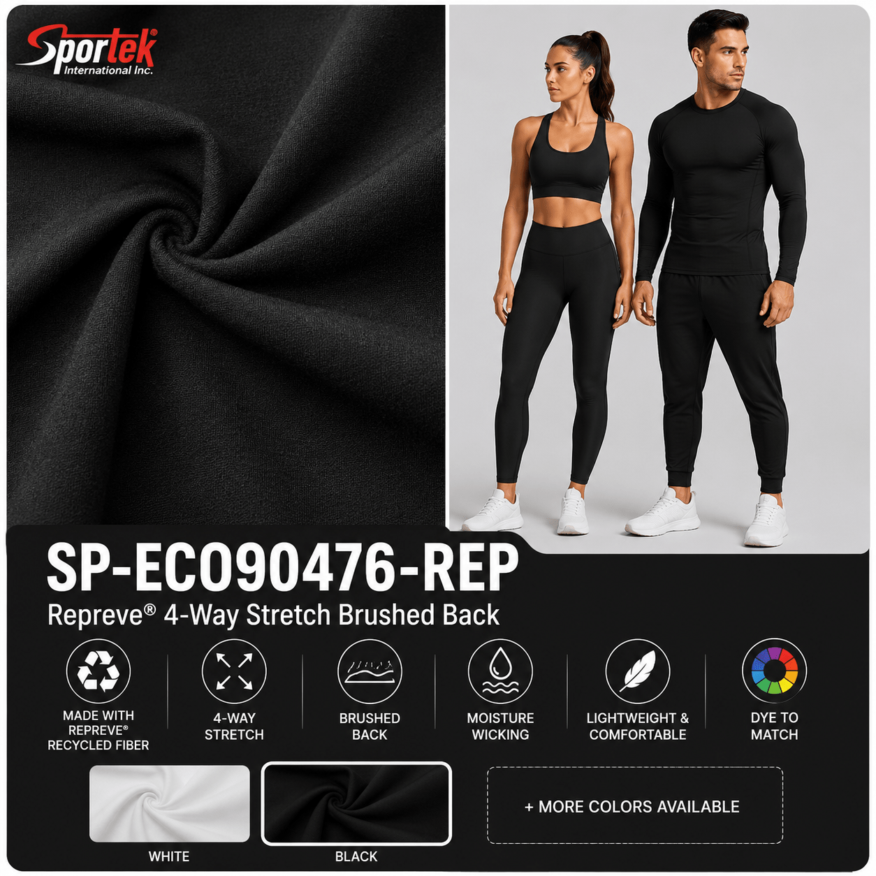 SP - ECO90476 - REP Repreve 4 - Way Stretch Brushed Back - Spandex, Spandex Fleece Pro - StretchSportek International Inc.