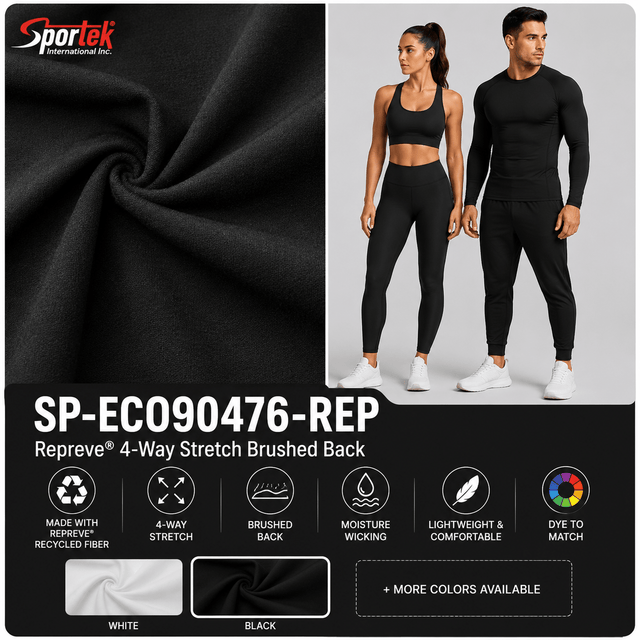 SP - ECO90476 - REP Repreve 4 - Way Stretch Brushed Back - Spandex, Spandex Fleece Pro - StretchSportek International Inc.