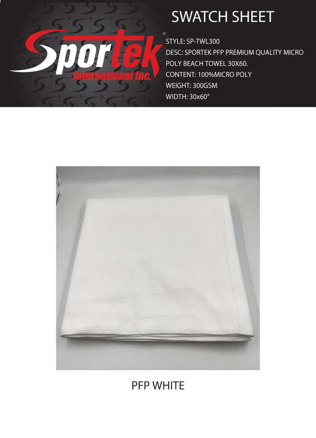 SP - TWL300 Sportek PFP Premium Quality Micro Poly Beach Towel 30x60 - Sportek International Inc.