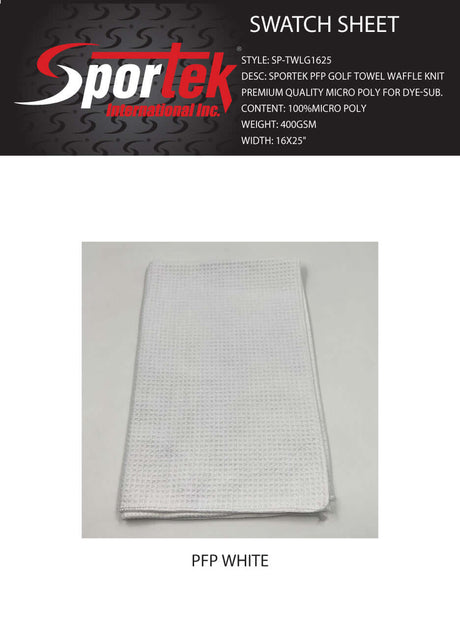 SP - TWLG1625 Sportek PFP Golf Towel Waffle Knit Premium - Sportek International Inc.