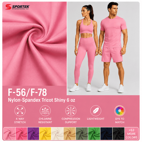 F - 56/F - 78 Nylon - Spandex Tricot Shiny 6 oz - Spandex, Nylon Spandex SolidsSportek International Inc.