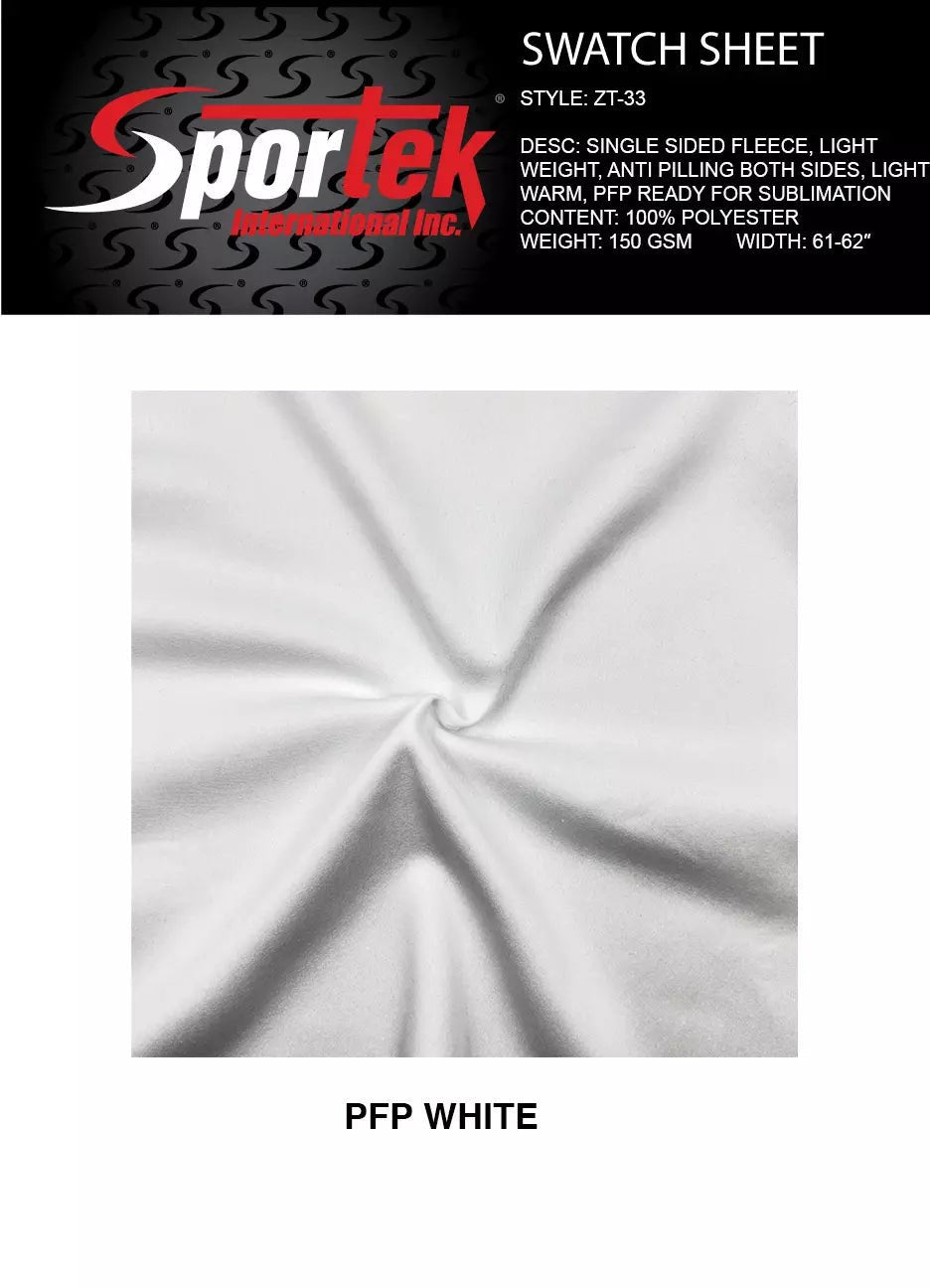 ZT - 33 Lightweight Single - Sided Polyester Fleece 150 GSM - Sportek International Inc.