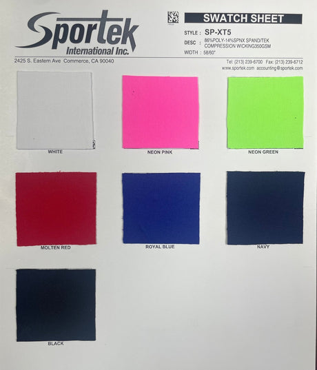 SP - XT5 Spand - Tek High Compression MaxDRI Jersey - Spandex, Moisture Management SpandexSportek International Inc.