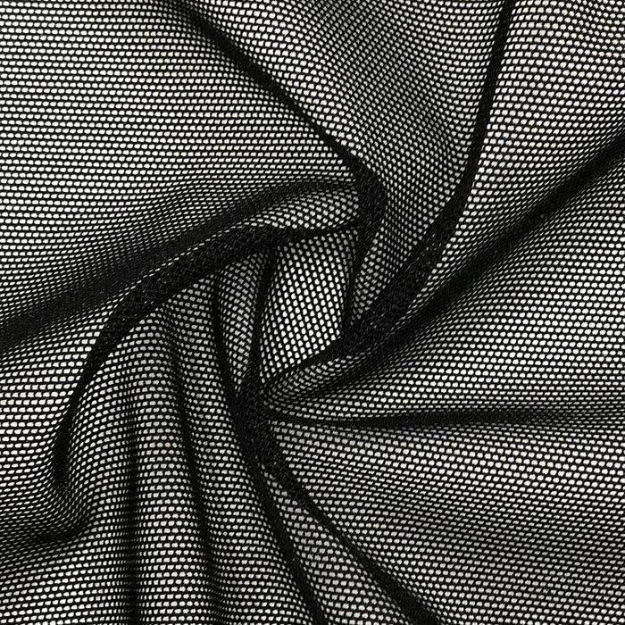 Triple Textile Small Micro Hole See Through Stretch Nylon Spandex Mesh Power Net Fabric (Black)