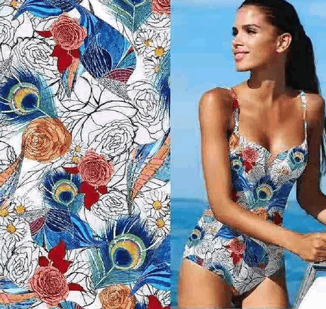 SP - NP90007 Peacock & Roses Printed Spandex - Sportek International Inc.