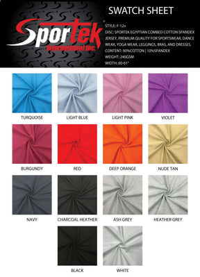 F - 12+ Sportek Egyptian Combed Cotton Spandex Jersey - Sportek International Inc.