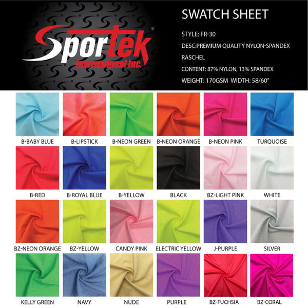 FR-30 Shiny Sportek premium quality Nylon-Spandex Raschel for sportswear, Dancewear