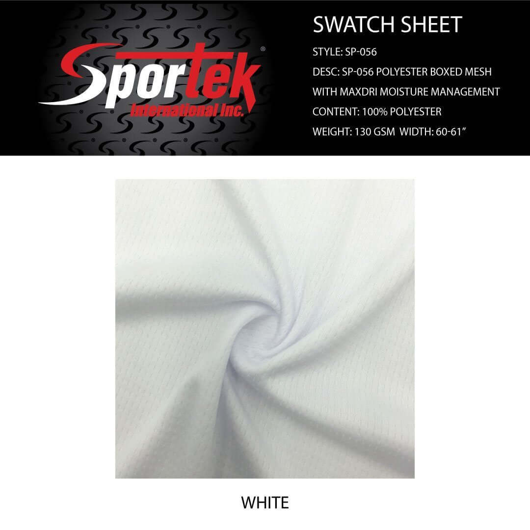 SP - 056 Polyester Boxed Mesh with MaxDri Moisture Management PFP White for sublimation. - Sportek International Inc.