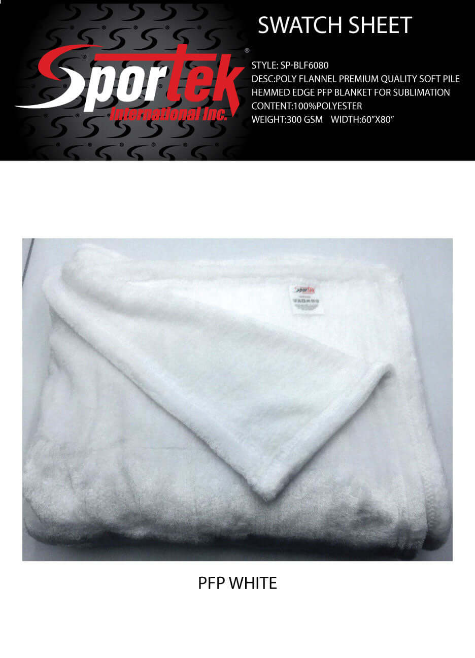 SP - BLF6080 Poly Flannel Premium Quality Soft Pile Hemmed Edge - Sportek International Inc.